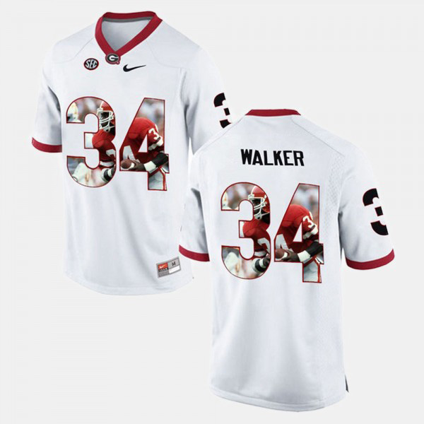 Men's #34 Herschel Walker Georgia Bulldogs Player Pictorial Jersey - White